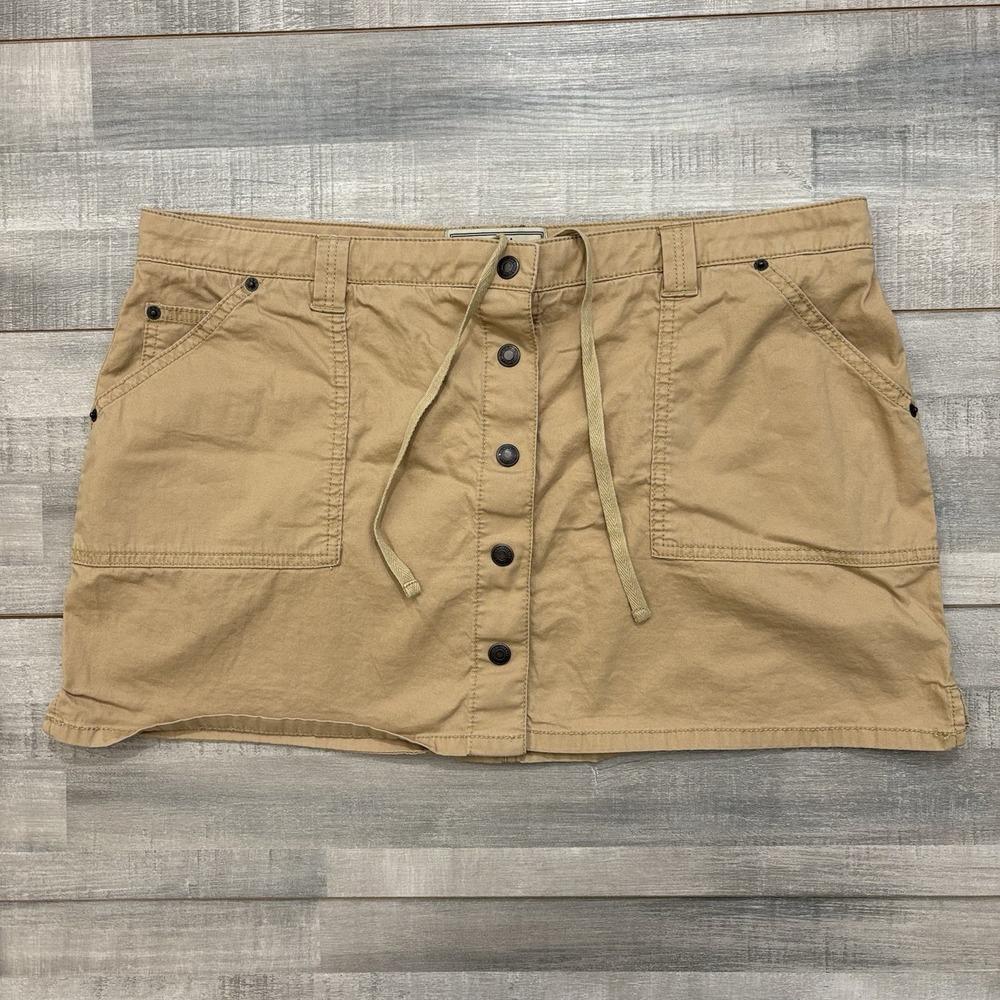 Abercrombie & Fitch Mini Skirt Womens L Tan Cargo Utility Button Fly Drawstring